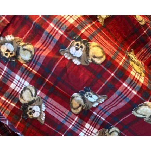 NWT Kathy Ireland Flannel Night Shirt Dog Love Plaid Pajama Puppy Red One Size - Picture 2 of 6